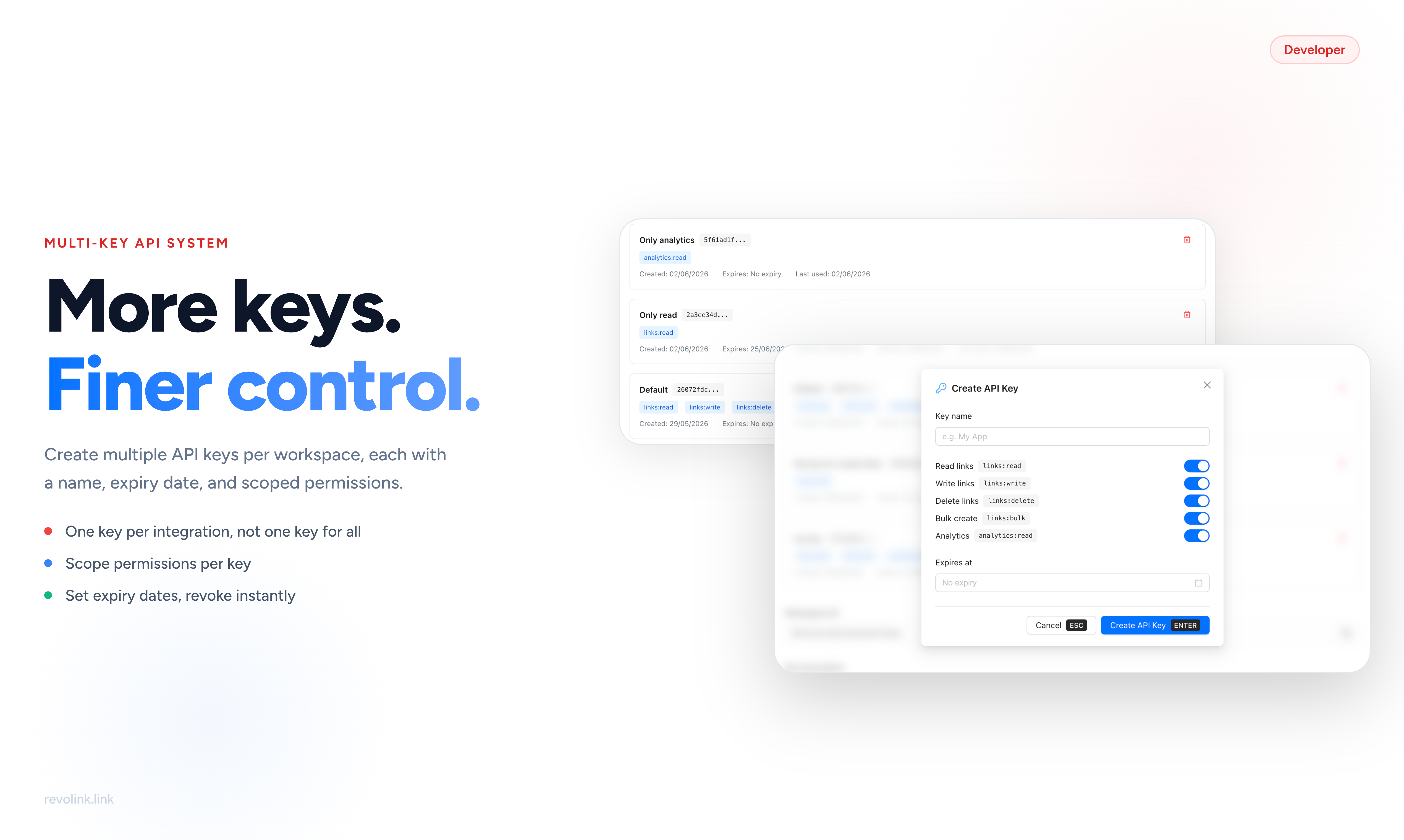 API Keys in Revolink: Multi-Key System with Permissions