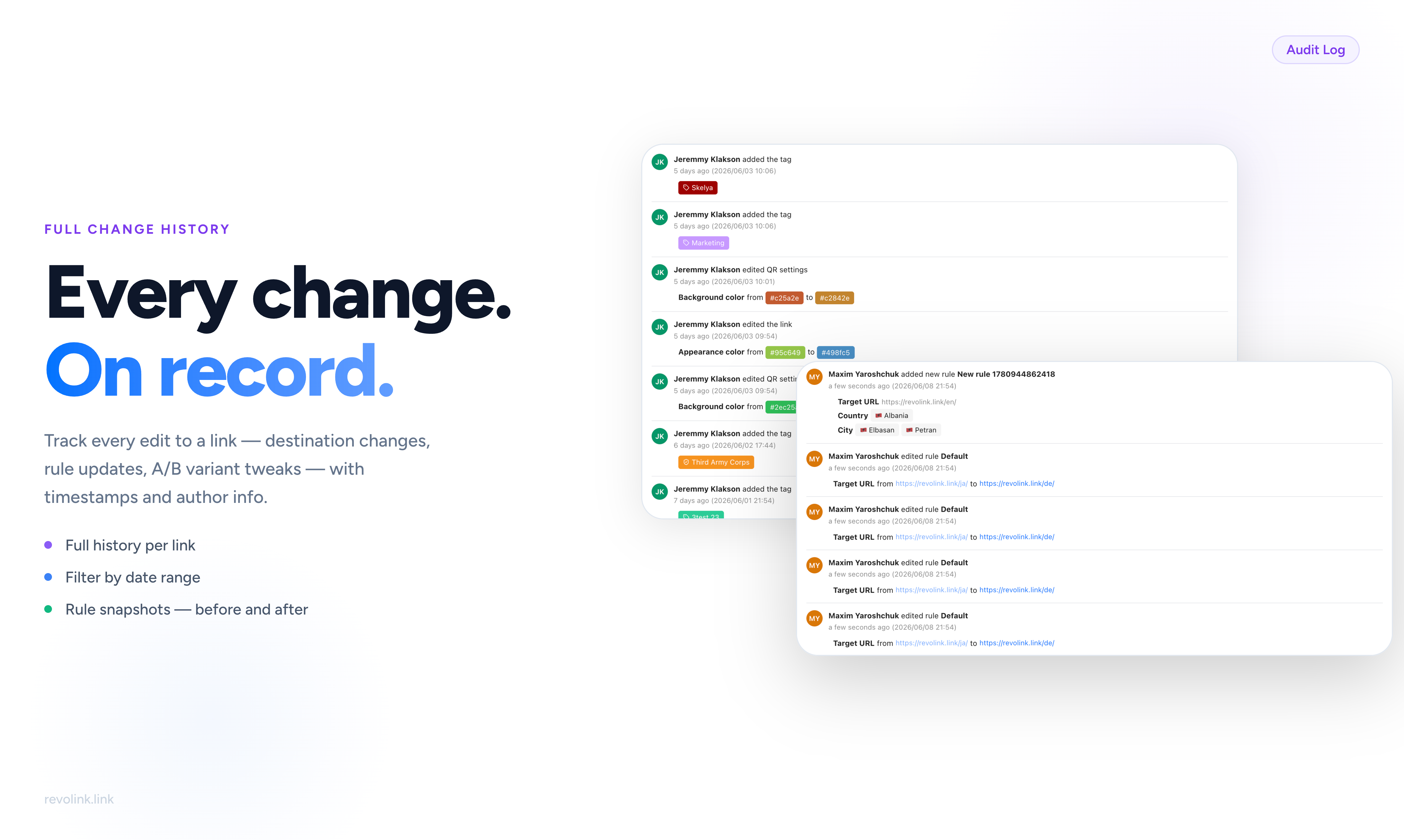 Track Every Change: Link Activity and Audit Log