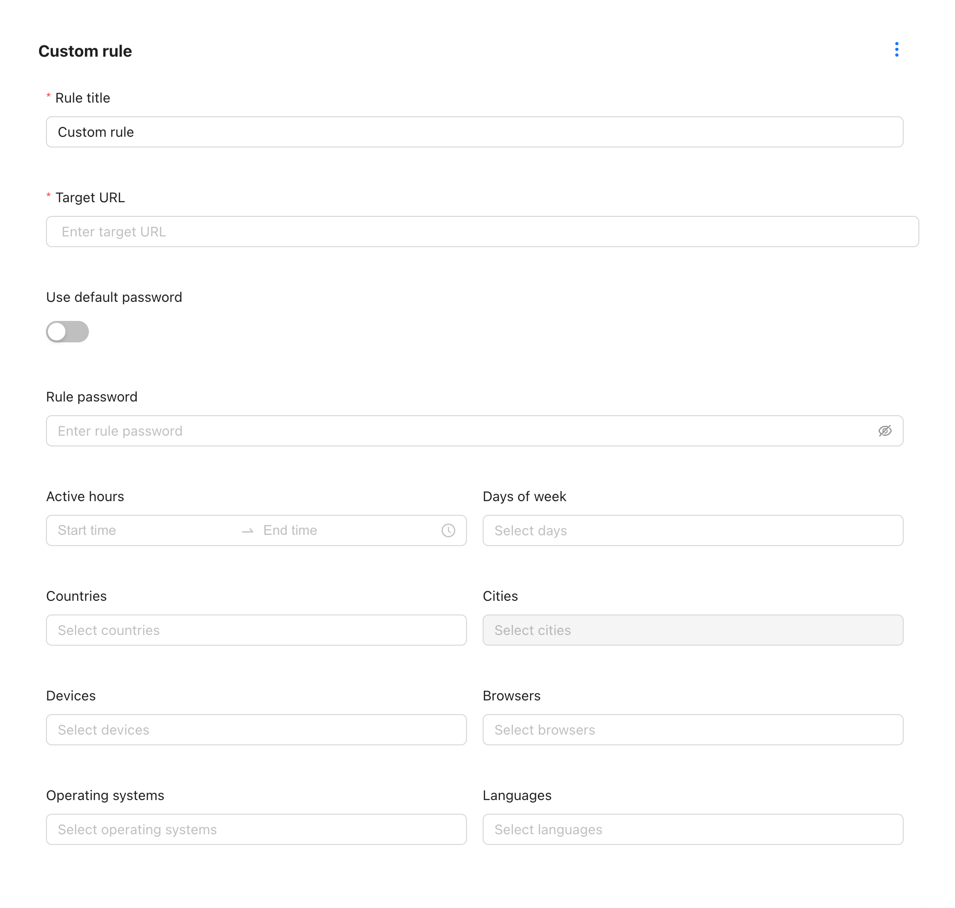 Revolink rule builder - add conditions to a redirect rule